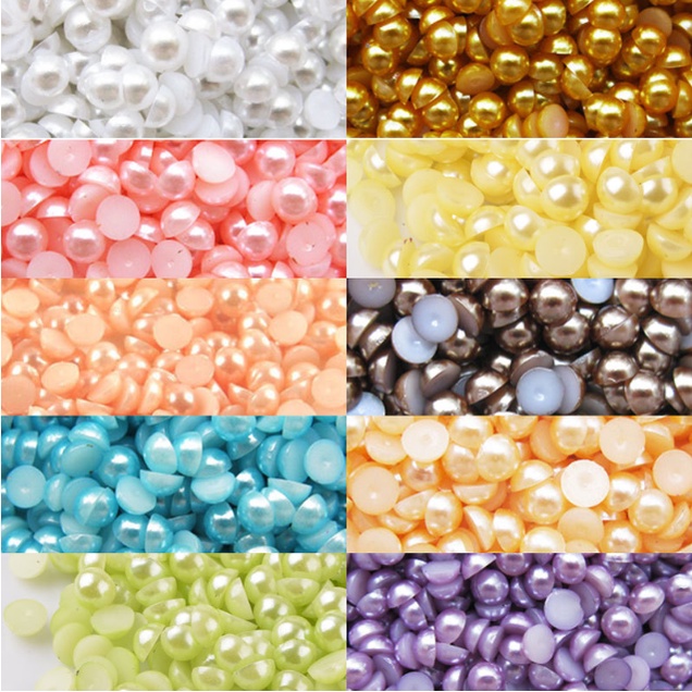 Combo 10 hạt charm nhựa giả Pearl size 6mm cho các bạn trang trí vỏ ốp điện thoại, DIY