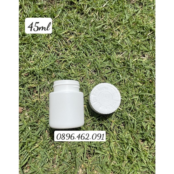 Chai lọ nhựa đựng viên nang,viên nén, viên hoàn, dược phẩm HDPE 45ml/80ML đi kèm màng siu tự dính,hút ẩm 1g