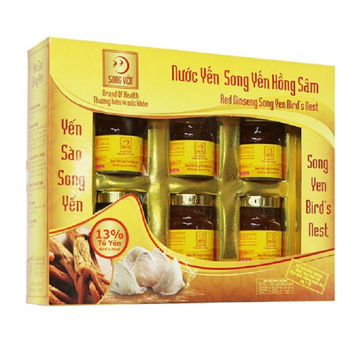 Nước Yến sào Hồng sâm Song Yến 13% tổ yến (6 hũ x 70ml)