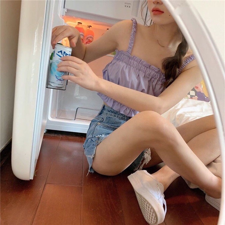 Áo croptop 2s rúm ngực Áo quây hai dây bo chun dễ thương đi biển