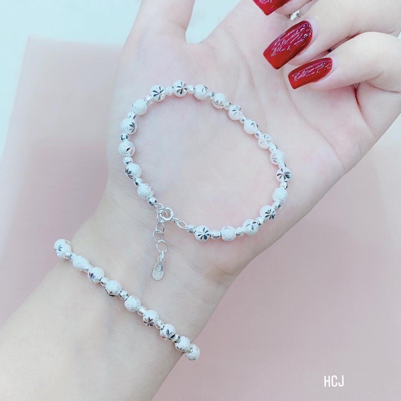 Lắc tay nữ bi phay hoa thị chuẩn bạc ta - Kho sỉ bạc Nhất Linh
