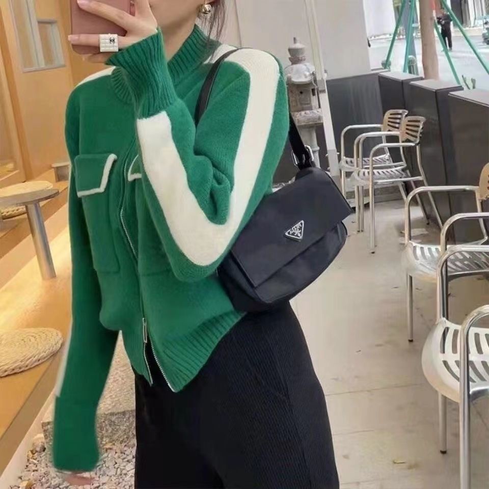 Áo Sweater Phối Túi Có Khóa Kéo Màu Sắc Xinh Xắn Cho Nữ  tao bao