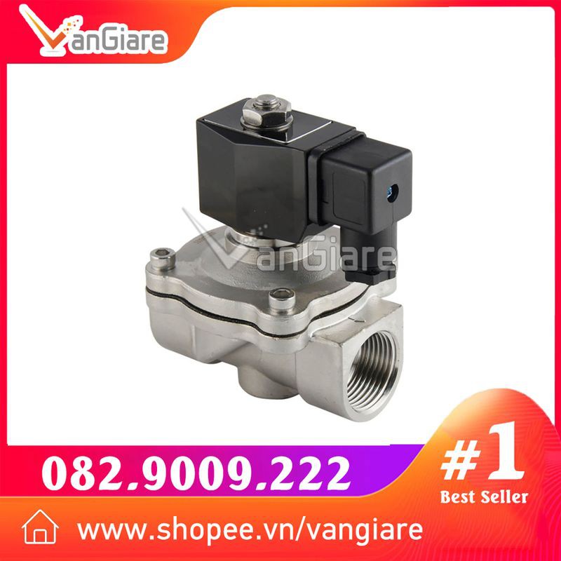 Van điện từ inox 304 phi 21 27 34, điện 24v 220v, thường đóng