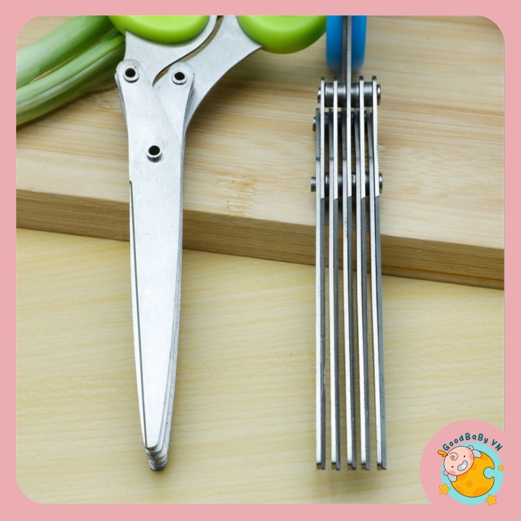 Kéo đa năng 3-5 lưỡi cắt hành tỏi,gia vị nấu ăn ,đồ ăn dặm cho bé Goodbabyvn