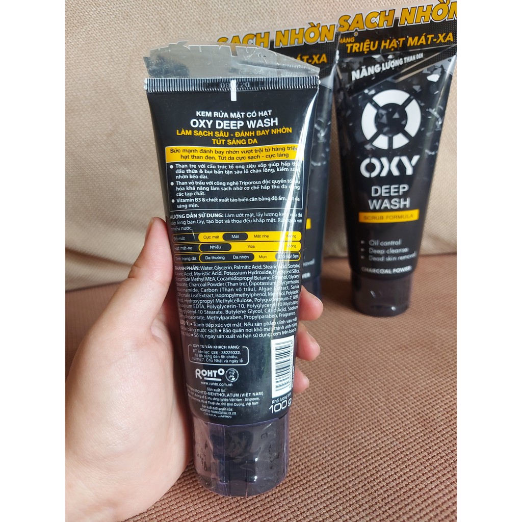 Kem rửa mặt có hạt Oxy Deep Wash sạch sâu đánh bay nhờn tút sáng da 100g