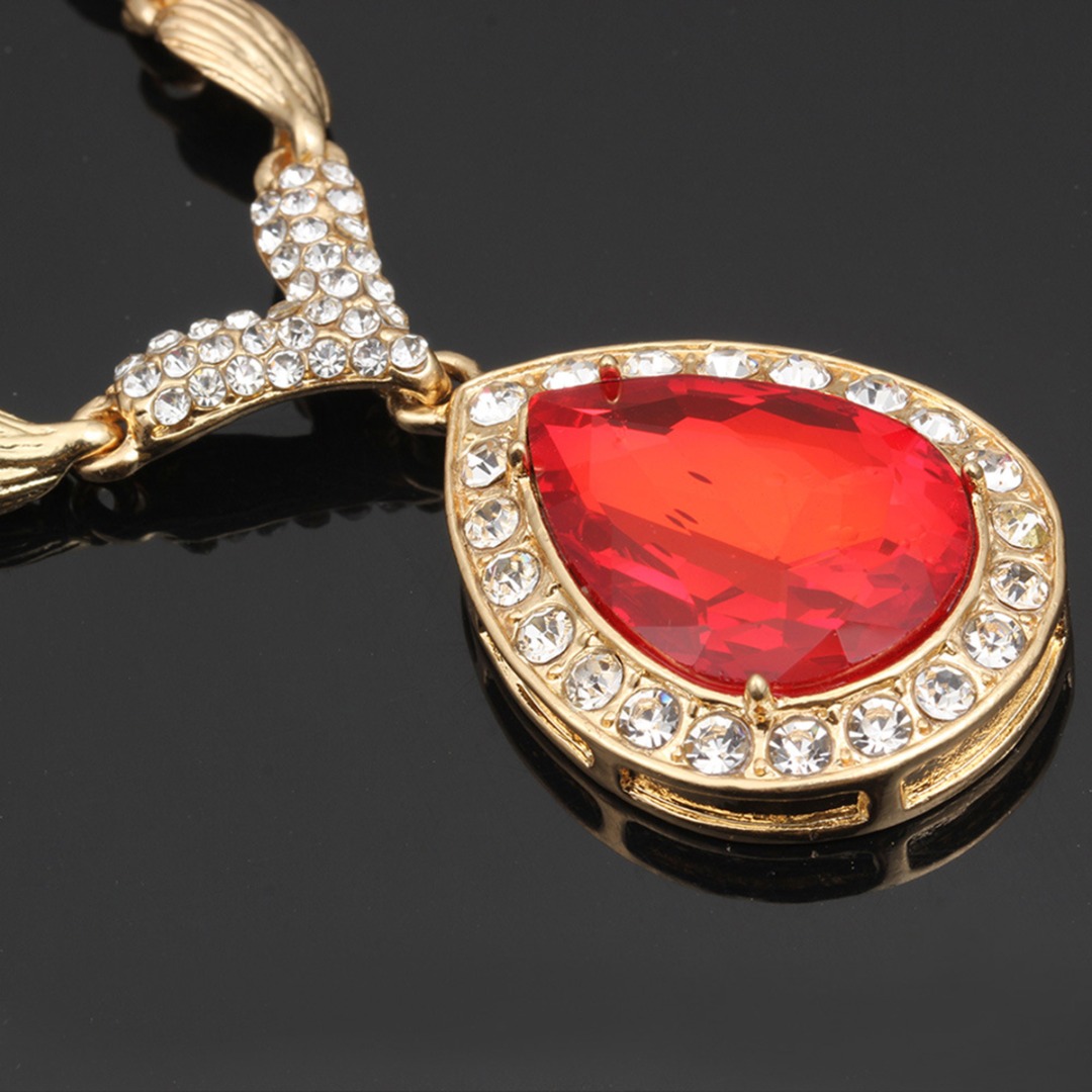 Bộ Trang Sức Mạ Vàng Đính Đá Ruby Sang Trọng