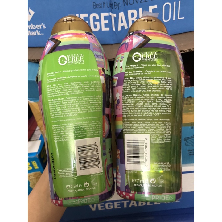 Dầu gội & xả Ogx Extra Strength Refreshing Scalp + Tea Tree Mint - Mỹ