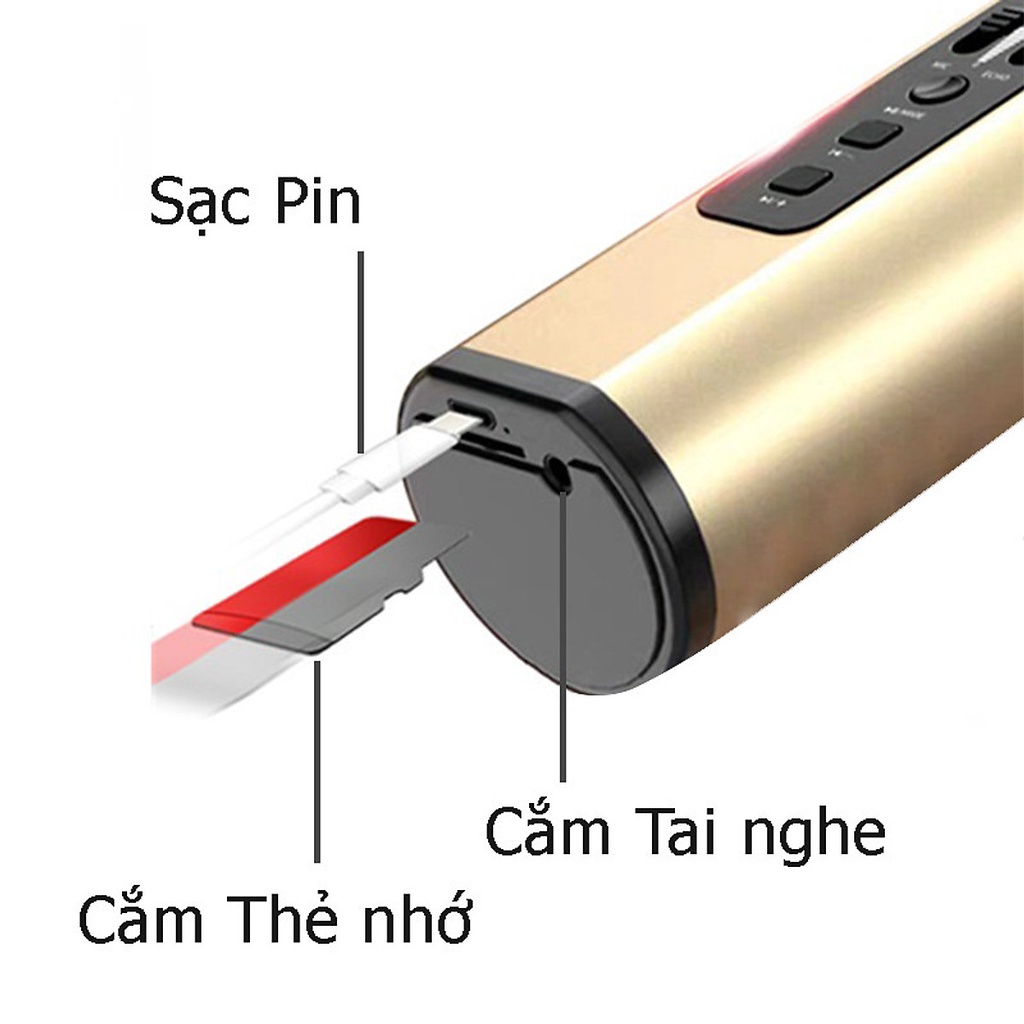 Micro Karaoke Không Dây PKCB321 kết nối bluetooth, thẻ nhớ, line in 3.5mm - Hàng Chính Hãng PKCB