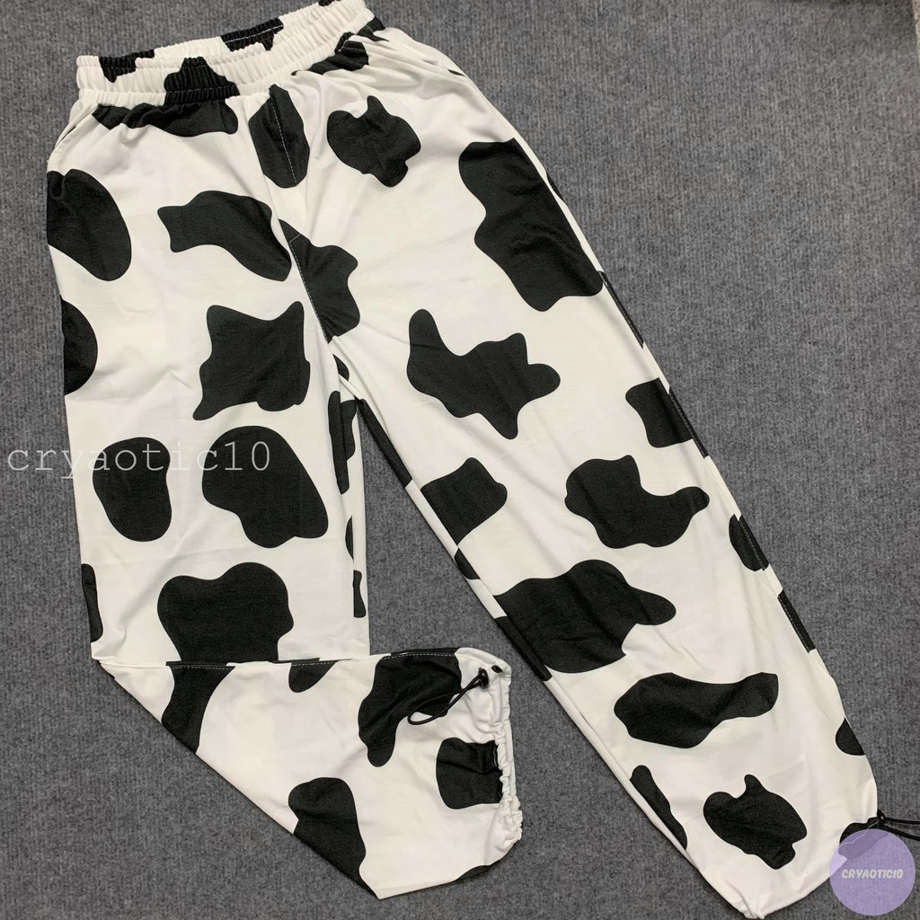 Quần bò sữa mảng to cartoon cow milk pant unisex cryaotic10