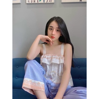 BỘ LỤA 2 DÂY QUẦN DÀI TÍM XINH
