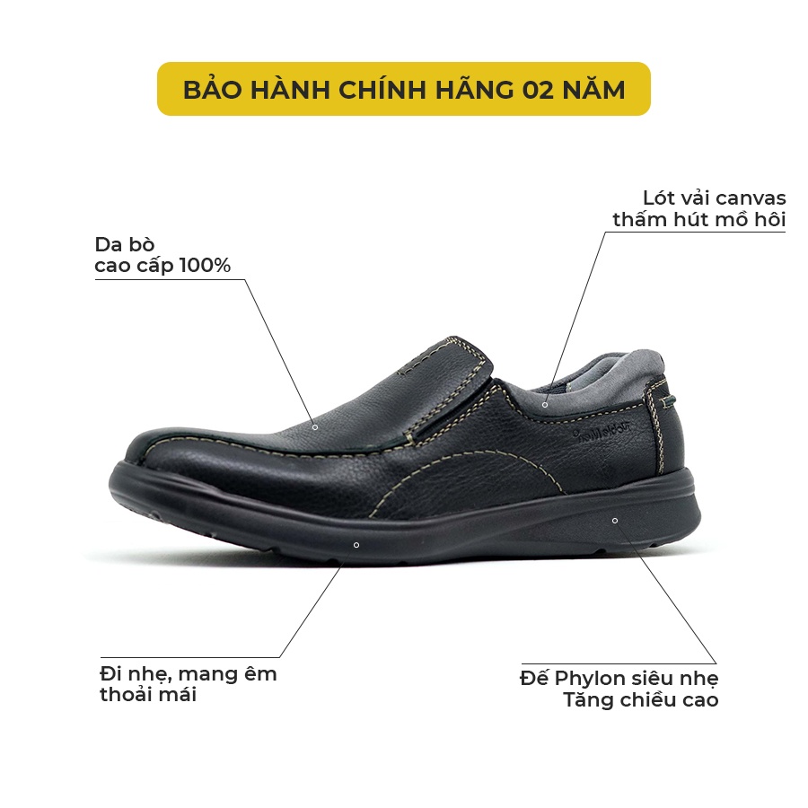 Giày Lười Công Sở Nam Da Bò Thật Cao Cấp Mandoo Tăng Chiều Cao NB7 Màu Đen - Nâu
