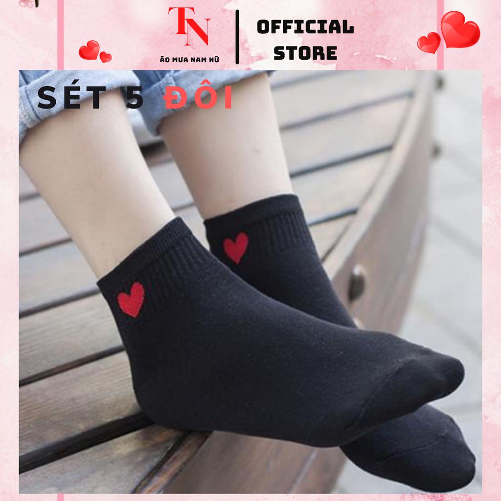 Tất nữ cổ thấp phong cách Hàn Quốc, vớ nữ hoạt tiết trái tim chất liệu cotton chống trơn M2600 - Tình Ngọc Store