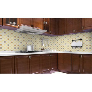 DECAL 1m x 60cm dán bếp tráng nhôm chịu nhiệt cao - SỌC VUÔNG NÂU VÀNG DB020