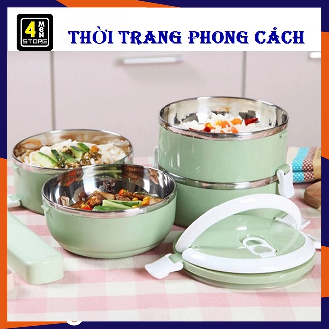 Hộp Đựng Cơm Giữ Nhiệt Ăn Trưa Văn Phòng 2 tầng Lõi Inox Giữ Nhiệt / Camen 2 Tầng Bằng Nhựa Lõi inox