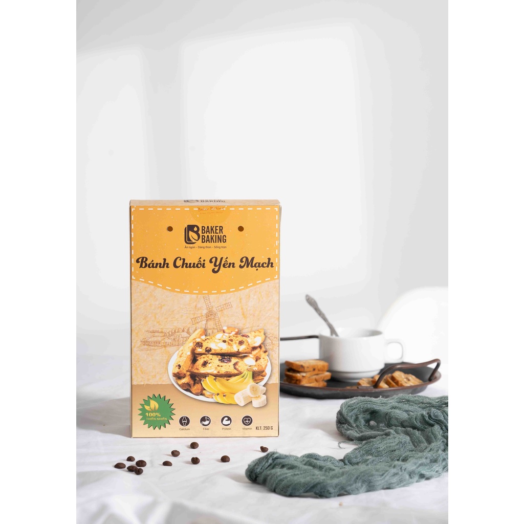 Bánh Chuối Yến mạch Baker Baking - Eat clean hỗ trợ ăn kiêng chứa nhiều Kali 500g