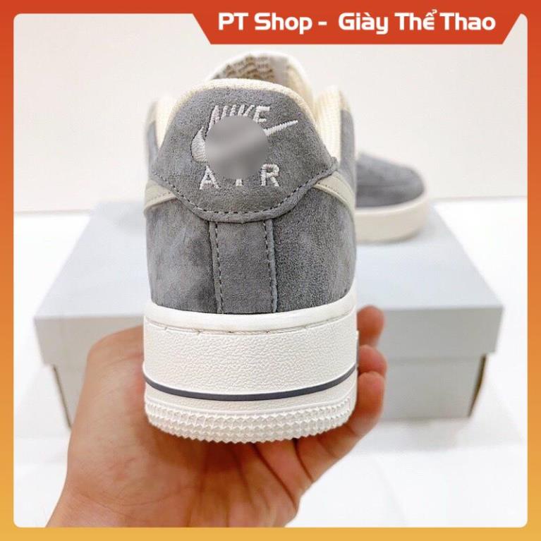 [Free Ship + Hàng Xịn Sò] Giày thể thao nam nữ AF1 xám nhạt lông chuột vạch trắng , Giầy sneaker AF1 trắng xám da lộn