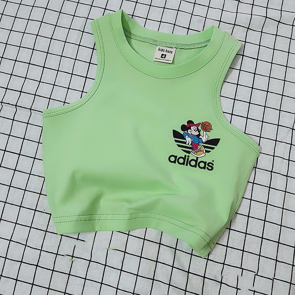 Áo thun croptop dáng thể thao mickey mùa hè