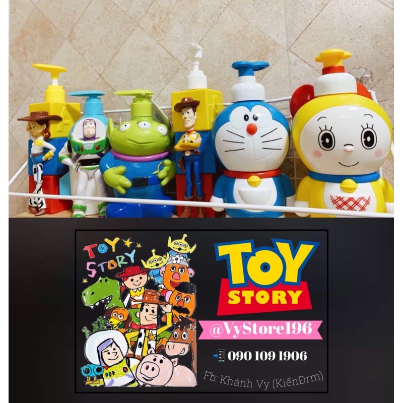 BÌNH CHIẾT DUNG DỊCH CHAI NHỰA ĐỰNG XÀ PHÒNG HOẠT HÌNH TOY STORY / SIÊU NHÂN / ĐÔREMON & ĐÔREMI