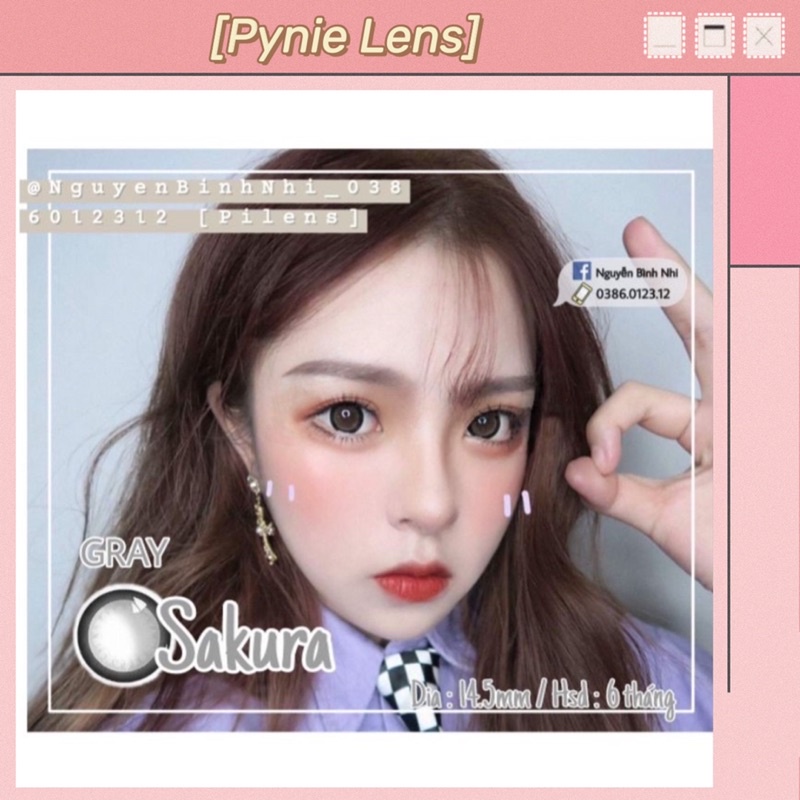 💙 𝐿𝑒𝑛𝑠 𝑆𝑎𝑘𝑢𝑟𝑎 💙 Xám nâu viền đen giãn tròng to búp bê 🌧 Pynielens ✨