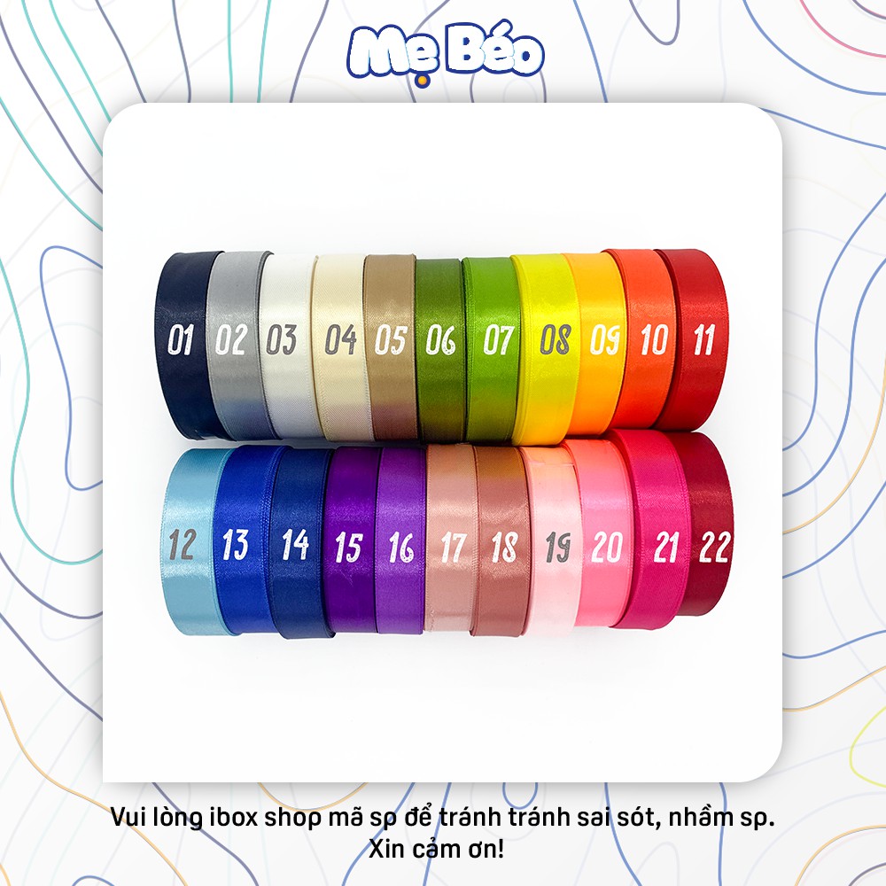 Ruy băng lụa satin 20mm - Cuộn 25 Yards/Cuộn
