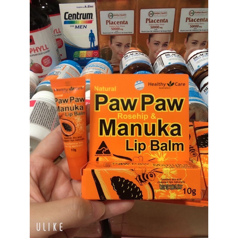 Son Dưỡng Môi Manuka Paw Paw Rosehip &amp; Manuka Lip Balm 10gr (dạng tuýp)