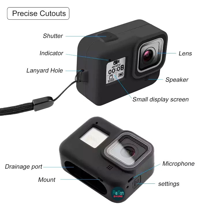 Vỏ cao su silicon cho GoPro Hero 8 có dây cổ tay Puluz (chọn màu) - Hàng chính hãng