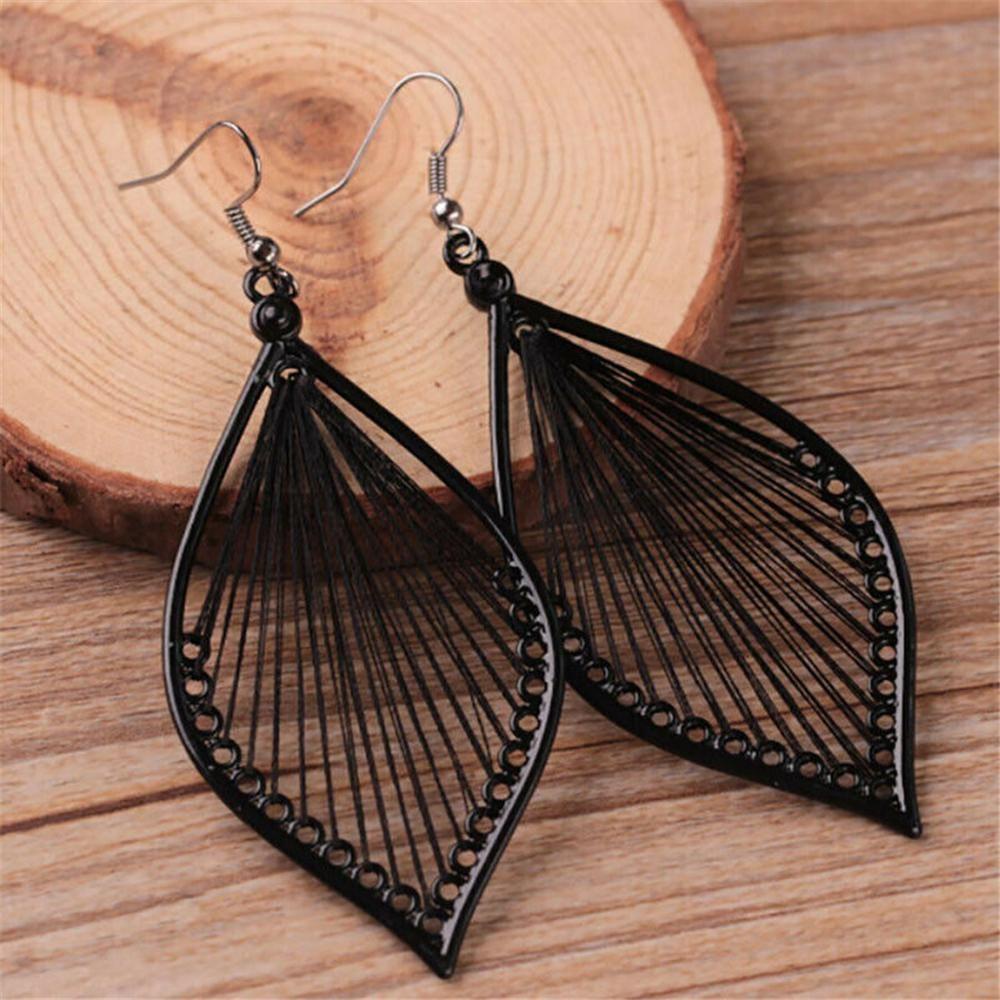 NIUYOU 1 Đôi Bông Tai Hình Chiếc Lá Thời Trang Bohemia Cổ Điển