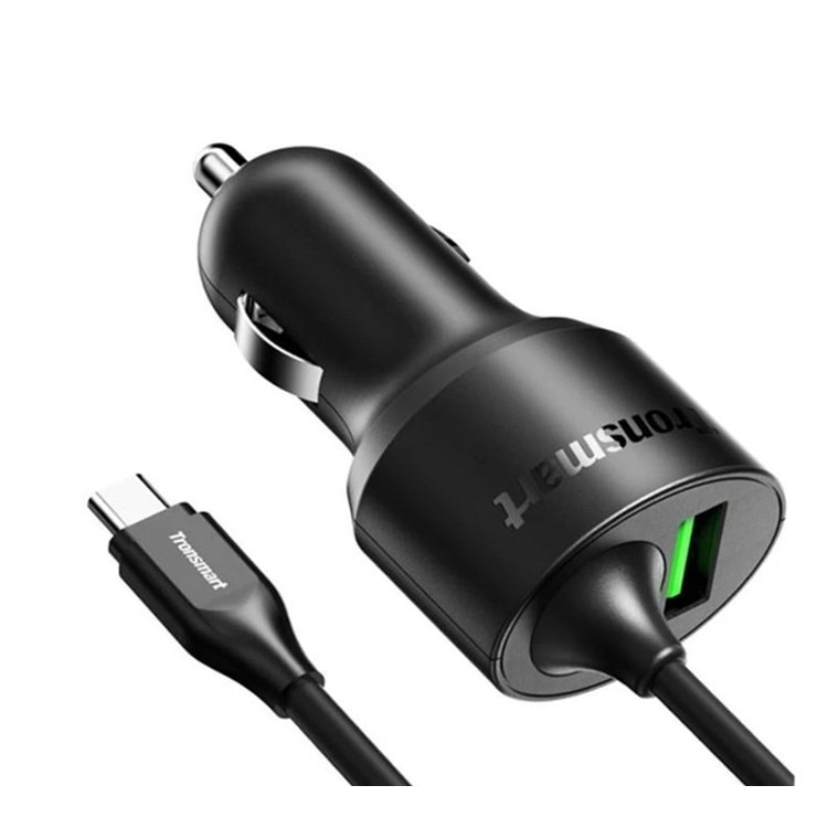 Tẩu Sạc Nhanh Trên Ô TÔ Tronsmart C3PTA Tích Hợp 2 Cổng Sạc 42W USB Và Tye C, Hỗ Trợ Sạc Nhanh Hơn Chỉ Trong 30p sạc 80%