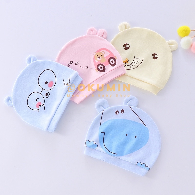 Mũ Sơ Sinh Cho Bé Trai Bé Gái Cotton Tai Mèo Tai Gấu cho bé từ 0 3 Tháng MS08