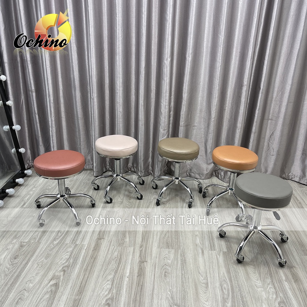 Ghế Xoay Chân Sao Cao Cấp Đệm Da Tròn Trơn Dùng Trong Spa Thẫm Mỹ Viện Ghế Xoay 306 Độ Chân Nhện ( Hàng Có Sẵn)