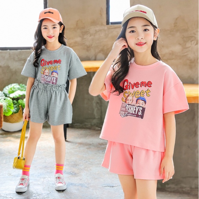 Set bộ quần áo trẻ em 18-45kg (5-14 tuổi) dành cho bé gái mẫu GIVE.ME. Thiết kế độc đáo,màu sắc bắt mắt. TH16