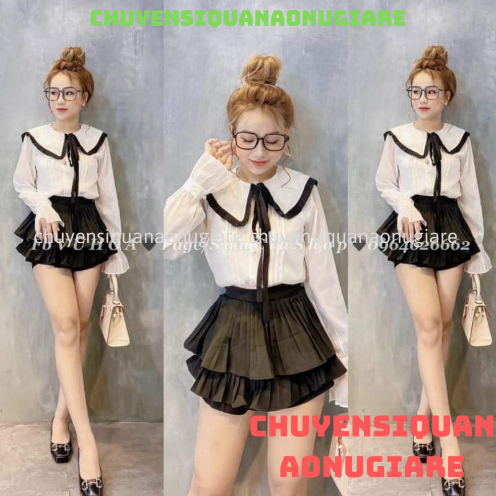 áo sơ mi tay bồng nút ngọc, áo sơ mi tơ 2 lớp hàng QCCC loại 1 A00014 KACA chuyensiquanaonugiare