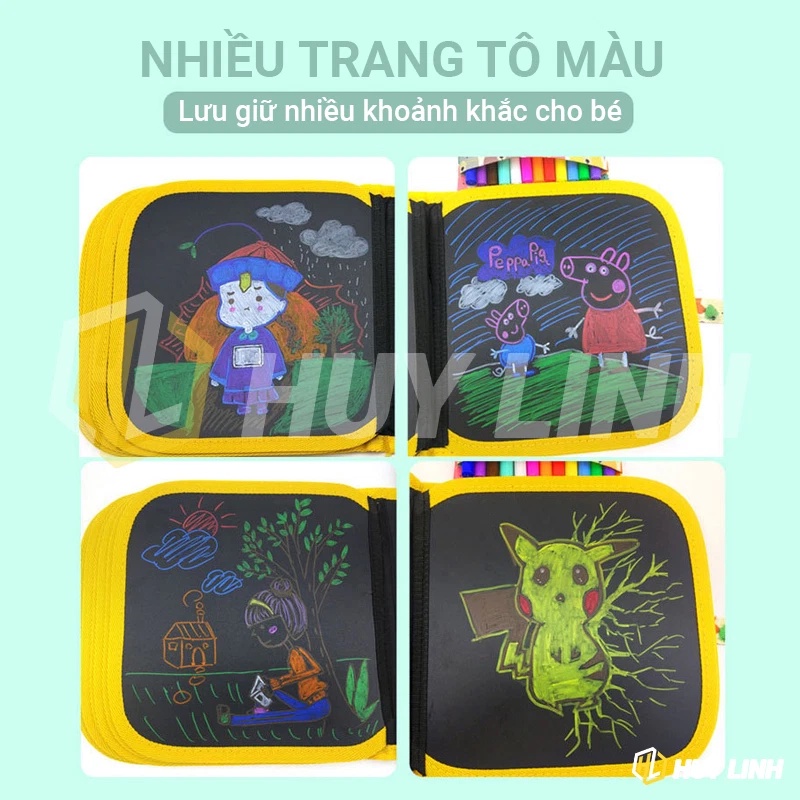 Bộ tập vẽ tranh cho bé kèm bút màu có thể xóa được tiện lợi