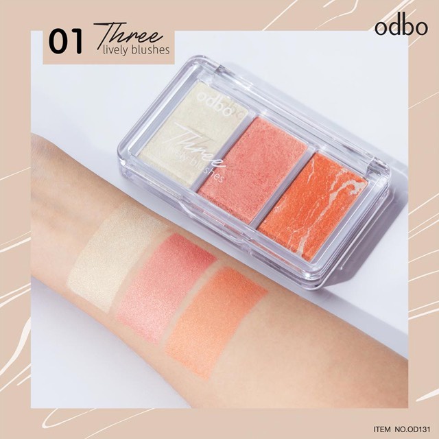 Má hồng Odbo Three Lively Blushes OD131 9g giúp khuôn mặt được điểm tô sức sống và thu hút hơn