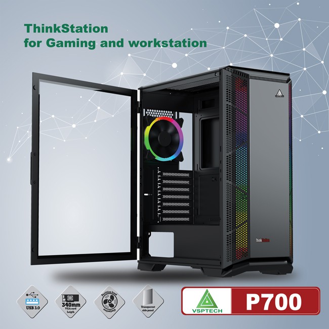 Vỏ case máy tính VSPTECH thinkstation p700 for gaming and workstation, hàng mới chính hãng 100%