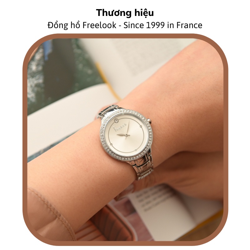 Đồng hồ nữ Freelook FL.1.10203, Mặt nhỏ, Chống nước, Đính đá cao cấp, Dây thép không gỉ, Bảo hành toàn cầu chính hãng