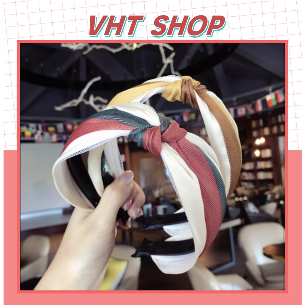 Bờm Tóc Thắt Nơ Hoạ Tiết Kẻ Thời Trang B21 - VHT SHOP