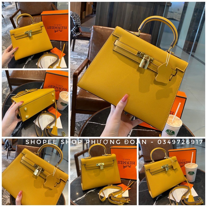 Túi kelly size 25cm tặng khăn lụa Khoá Vàng | BigBuy360 - bigbuy360.vn