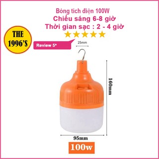 [HÀNG HOT] Bóng Đèn Tích Điện 6-8h - Loại 100w Sạc Tích Điện Có Móc Treo
