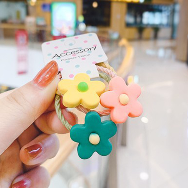Set 3 Dây Buộc Tóc Đính Hoa Dễ Thương Cho Bé Gái