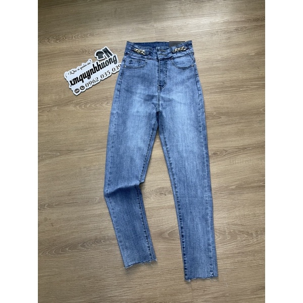 Quần jean dài giãn phối xích mã D017, 100% ảnh thật