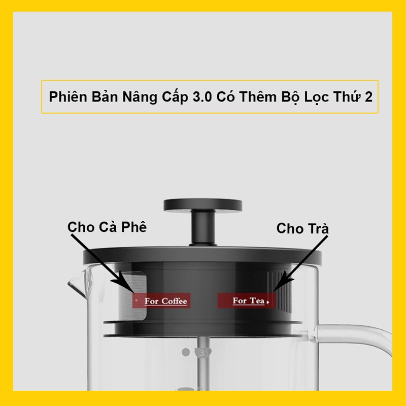 Bình Pha Cà Phê French Press Timemore 3.0 | Hai Lớp Lọc Cà Phê