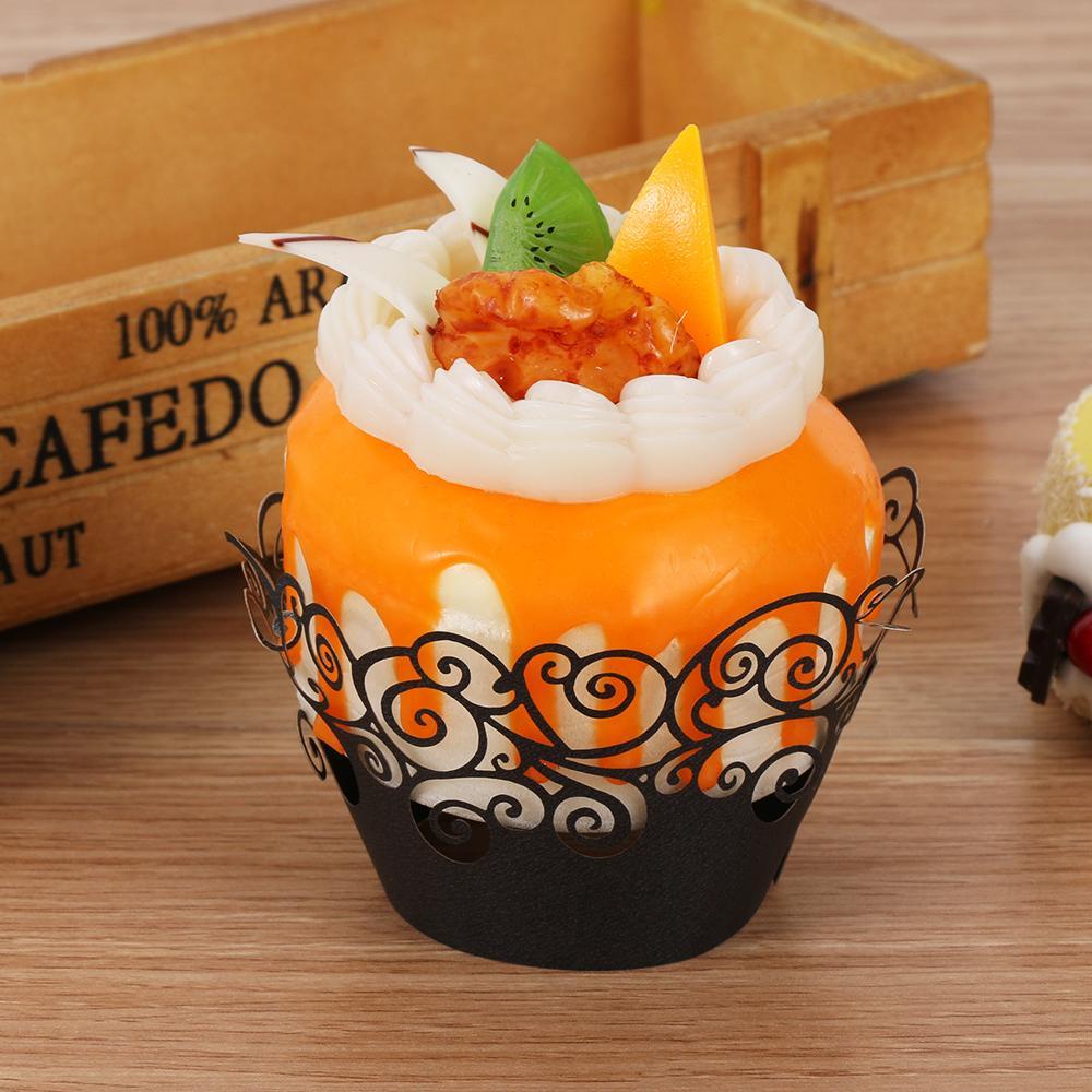 LEISURE Set 12 Cốc Giấy Đựng Bánh Cupcake Phối Ren Xinh Xắn Ốp