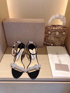 Sandal cao gót quai nơ đá siêu sang fullbox