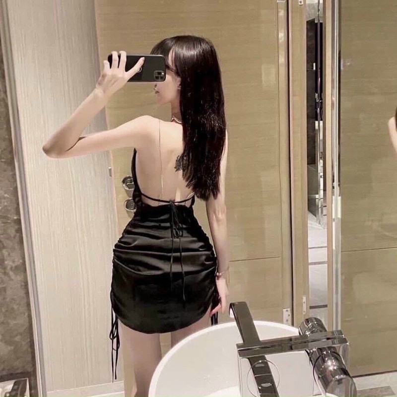 Đầm Ôm Body Nữ Cột Nơ Lưng Phối Dây Xích Siêu Thời Trang Hot 2020 - Hàng Có Sẵn