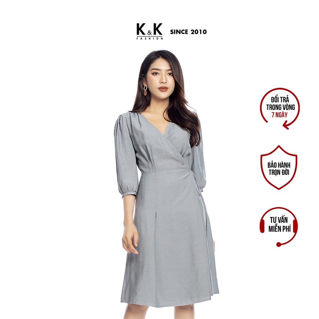 Đầm Công Sở Wrap Dress Tay Lỡ K&K Fashion KK106-13