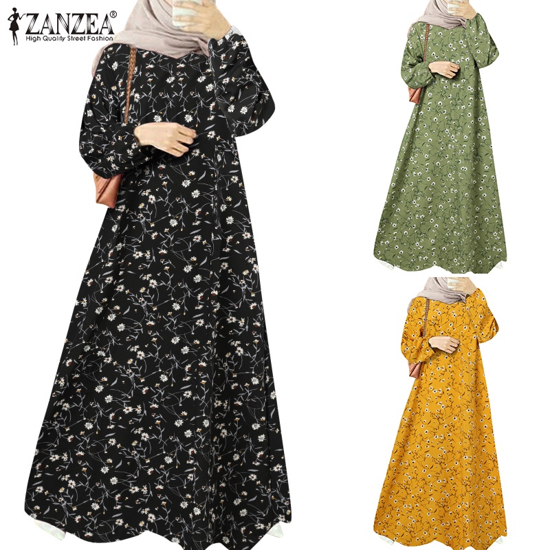 Zanzea Đầm Dài In Hoa Phong Cách Bohemian Thời Trang Cho Nữ