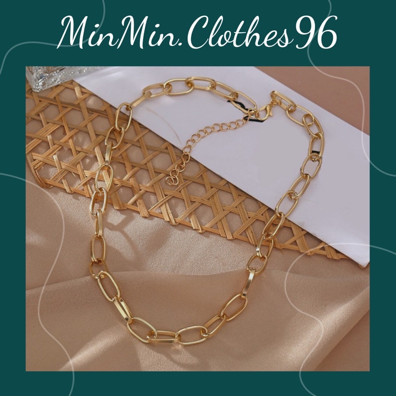 Vòng cổ dạng chuỗi xích màu vàng gold phong cách punk thời thượng dành cho nữ MS15