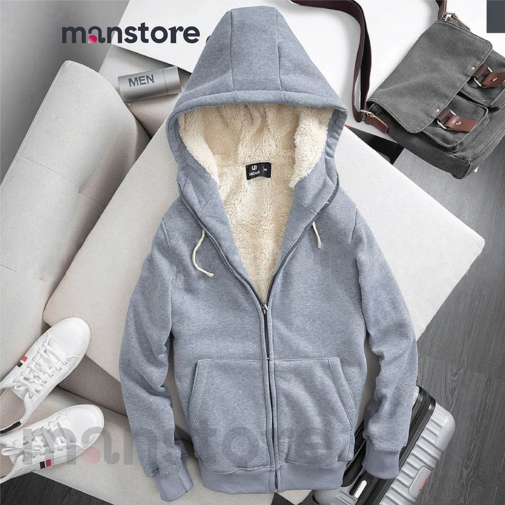 Áo khoác Hoodie nam nữ phong cách thời trang thể thao, Áo khoác nỉ lót lông cừu dày dặn ấm áp MANSTORE