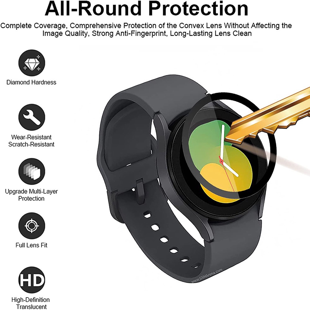 Kính Cường Lực 3D Viền Cong 40mm 44mm Bảo Vệ Màn Hình Đồng Hồ Samsung Galaxy Watch 5 4